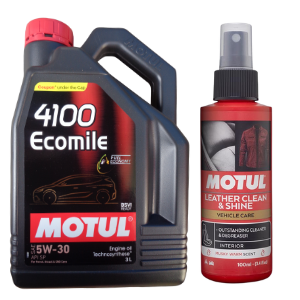 4100 Ecomile 5W30 Engine Oil 3L + Leather Clean & Shine 100ml Combo Pack