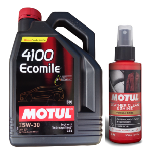 4100 Ecomile 5W30 Engine Oil  3.5L + Leather Clean & Shine 100ml Combo Pack