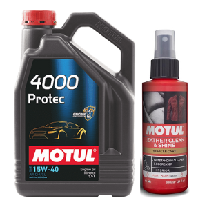 4000 Protec 15W40 Engine Oil 3.5L + Leather Clean & Shine 100ml Combo Pack