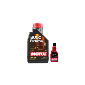 Motul 8000 PERFOMAX 5W-40 Oil 1L & Petrol System Clean Plus 200ml Combo
