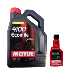 Motul 4100 ECOMILE 5W-30 (3L) & Petrol System Cleaner 200ML Combo