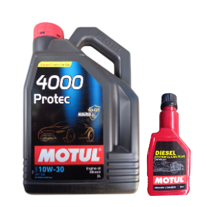 Motul 4000 PROTEC 10W-30 (3L) & Diesel System Cleaner 200ml Combo