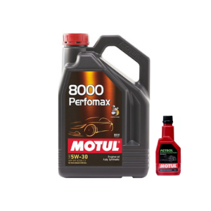 Motul 8000 PERFOMAX 5W-30 Oil 3L & Petrol System Cleaner (200ml)