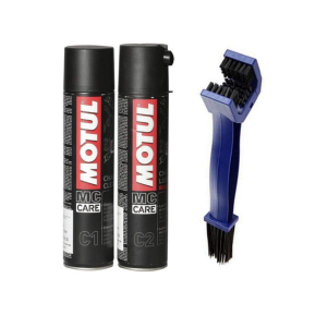 Motul C2 Chain Lube 400ml and C1 Chain Clean 400ml with  Bike Chain Clean Brush