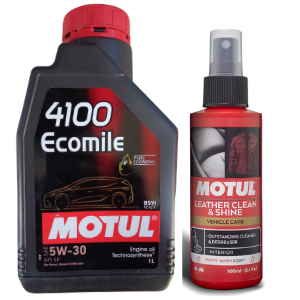 4100 Ecomile 5W30 Engine Oil 1L + Leather Clean & Shine 100ml Combo Pack