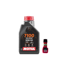 Motul 7100 4T 20W50 (1.25L) Engine Oil & Petrol System Clean Plus (50ml) Combo for Motorcycles