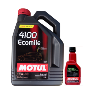 Motul 4100 ECOMILE 5W-30 (3.5L) & Petrol System Cleaner 200ML Combo