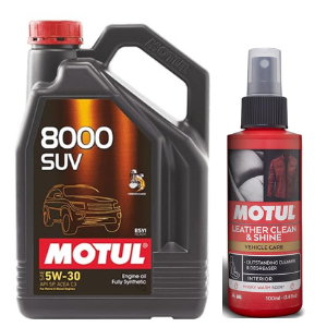 MOTUL 8000 SUV 5W30 Engine Oil 5L + Motul Leather Clean & Shine 100ml Combo Pack
