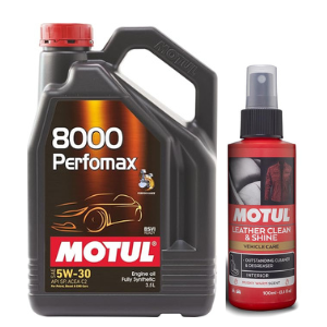 8000 Perfomax 5W30 Engine Oil 3.5L + Motul Leather Clean & Shine 100ml Combo Pack