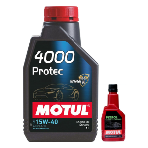 Motul 4000 PROTEC 15W-40 (1L) & Petrol System Cleaner 200ml