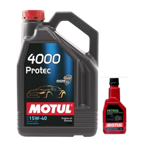 Motul 4000 PROTEC 15W-40 (3.5L) & Petrol System Cleaner 200ml