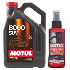 MOTUL 8000 SUV 5W30 Engine Oil 3.5L + Motul Leather Clean & Shine 100ml Combo Pack