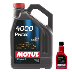 Motul 4000 PROTEC 15W-40 (5L) & Petrol System Cleaner 200ml Combo