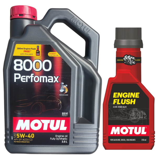 Motul 8000 Perfomax 5W40 3.5L + 250ml Engine Flush Combo Free