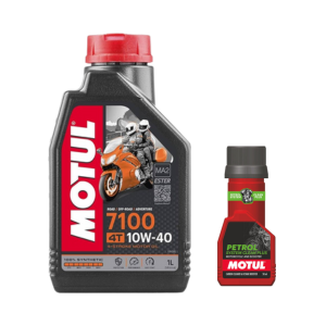 Motul 7100 4T Fully Synthetic 10W-40 Petrol Engine Oil for Bikes 1 L And Petrol System Clean (50ml) Combo