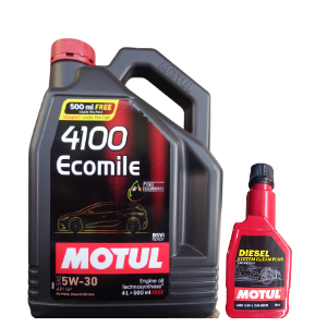 Motul 4100 ECOMILE 5W-30 (4.5L) & DIESEL System Cleaner 200ML Combo