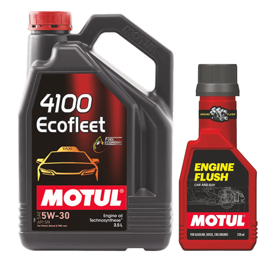 Motul 4100 Ecomile 5W30 Synthetic Engine Oil 3.5L With Engine Flush 250ml Combo