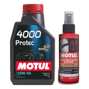 4000 Protec 20W50 Engine Oil 1L + Leather Clean & Shine 100ml Combo Pack