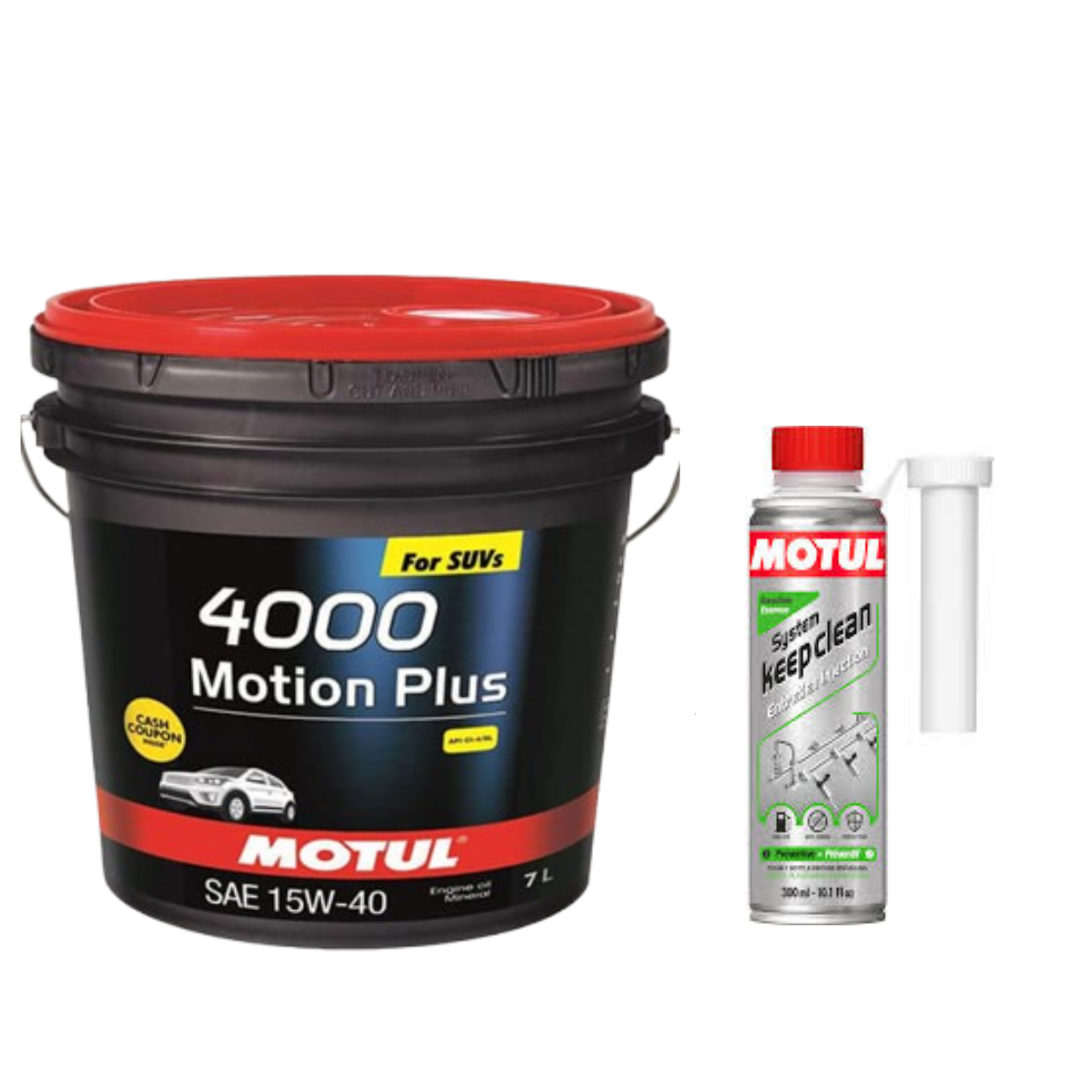 Motul 4000 15W40 7L and Petrol System Clean Combo