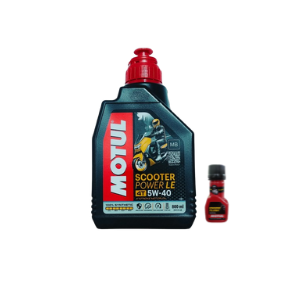 Motul Scooter Power LE 5W40 800ml + Motul Engine Flush 50ml - Complete Scooter Service Combo
