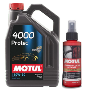 4000 Protec 10W30 Engine Oil 3.5L + Leather Clean & Shine 100ml Combo Pack