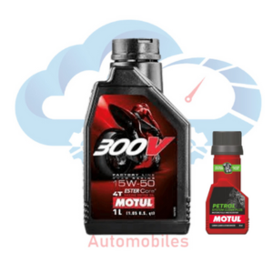 Motul 300V Factory Line Ester Core Fully Synthetic 15W-50  Engine Oil 1L and Petrol System Clean (50ml) Combo