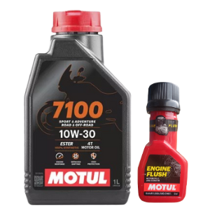 Motul 7100 4T 10W30 API SN Fully Synthetic Engine Oil 1L and Engine flush(50ml) Combo