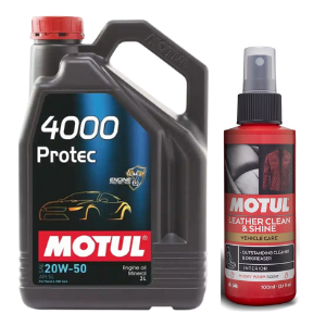 4000 Protec Protec 20W50 Engine Oil 3L + Leather Clean & Shine 100ml Combo Pack