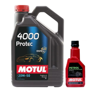 Motul 4000 PROTEC 20W-50 (3L) & Petrol System Cleaner 200ml