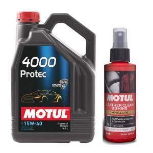 4000 Protec 15W40 Engine Oil 5L + Leather Clean & Shine 100ml Combo Pack