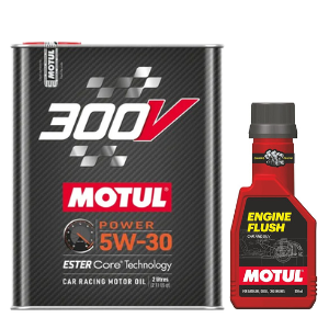 Motul 300V Power 5W30 2L & Engine Flush 250ml Performance Combo
