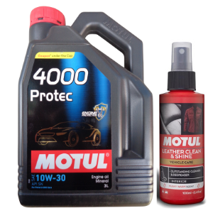 4000 Protec 10W30 Engine Oil 3L + Leather Clean & Shine 100ml Combo Pack