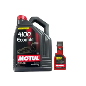 Motul 4100 Ecomile 5W30 Engine Oil (3L) + Free 250ml Engine Flush Combo